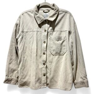 Kensie Beige Corduroy Shacket Jacket Size L Button Front Pockets
